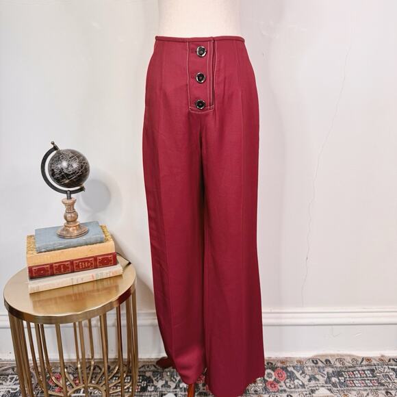 Marni High Waist Wide Leg Trousers Black Cherry Size IT 36 NWT Contrast Stitch - Picture 1 of 12